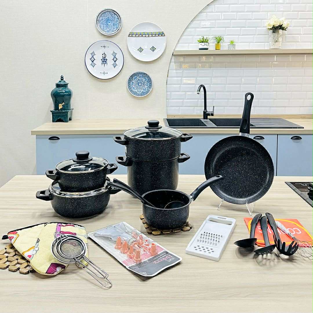 Set de 36 pièces d'ustensiles de cuisine et de vaisselle