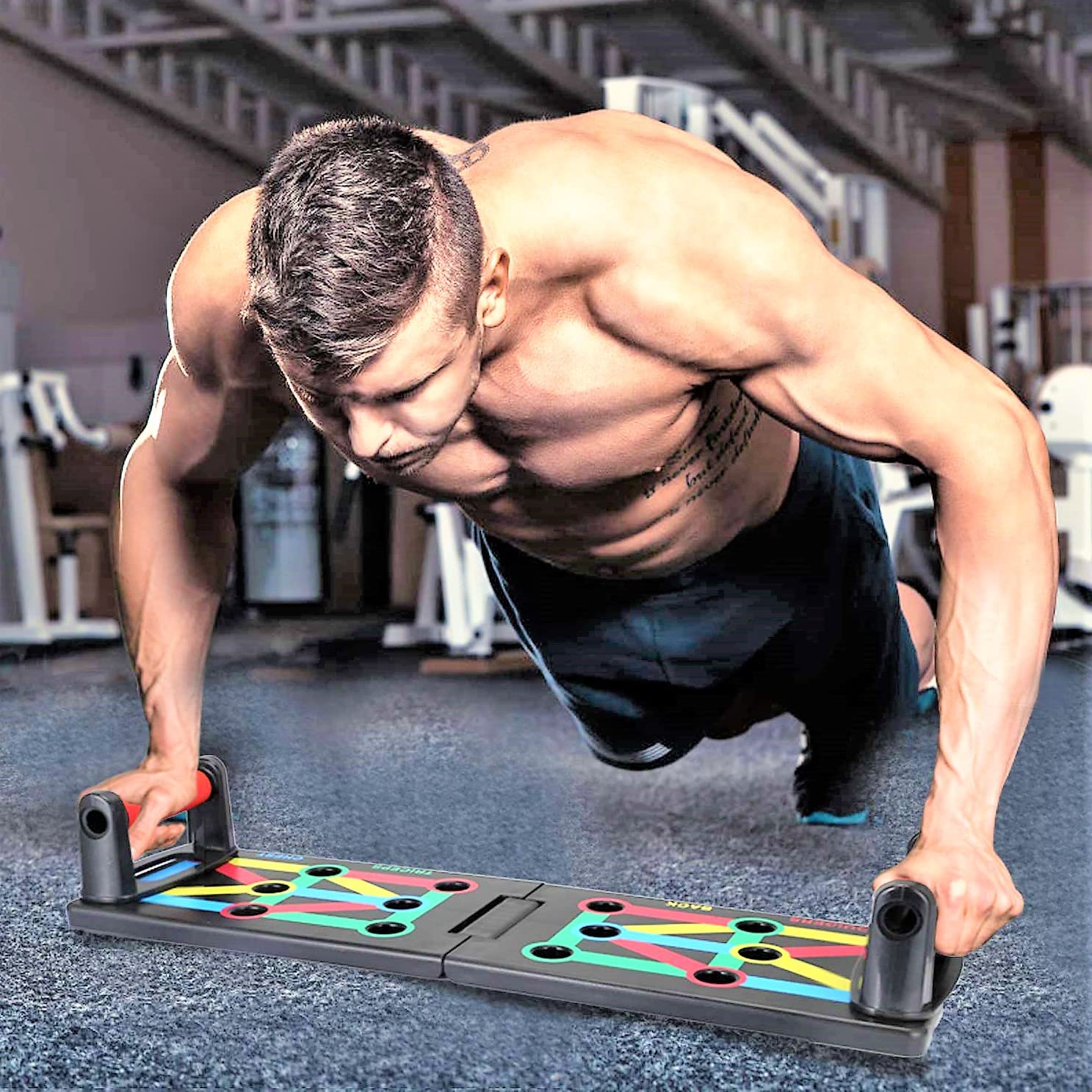 Planche de pompes pliable ADAPTFIT 10 en 1 avec poignées solides