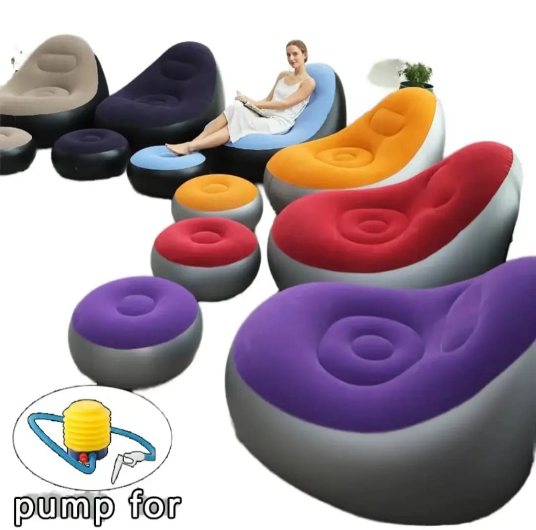  Canapé Gonflable Confortable avec pouf