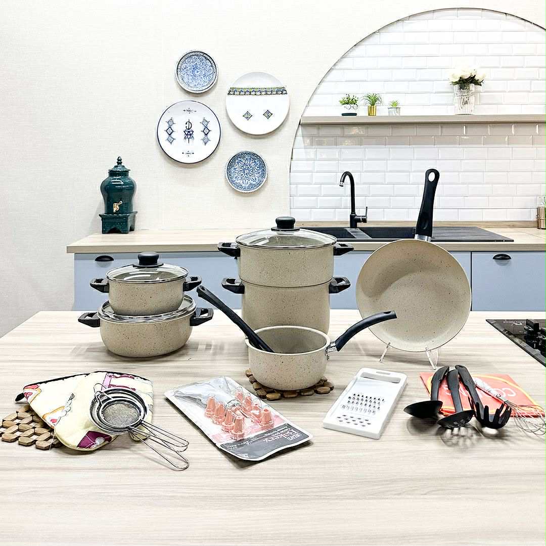 Set de 36 pièces d'ustensiles de cuisine et de vaisselle